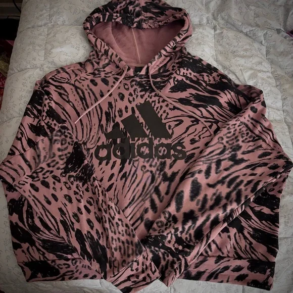 Adidas Mauve and Black animal print Hoodie - Picture 2 of 4